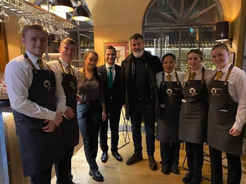 Irish soccer ace Roy Keane samples steak in Portlaoise 