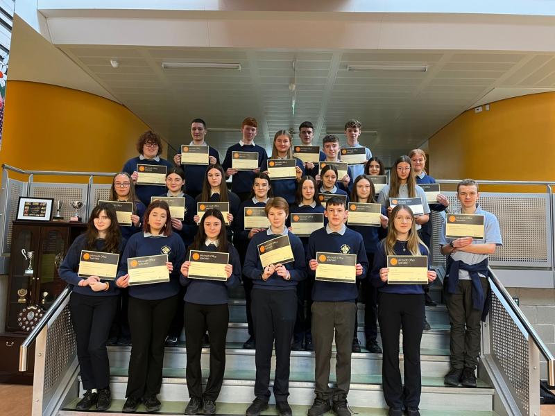 Offaly Students receive  Microsoft Office Specialist certificates in Word