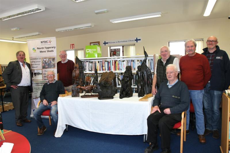 Men's Shed group launch display of work in their local library for Bealtaine