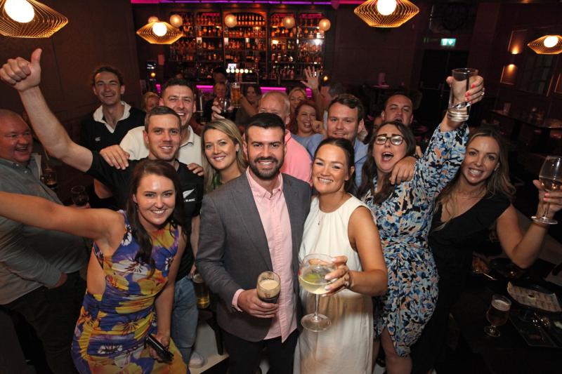 Happy newlyweds continue celebrations with night out with friends in Tullamore