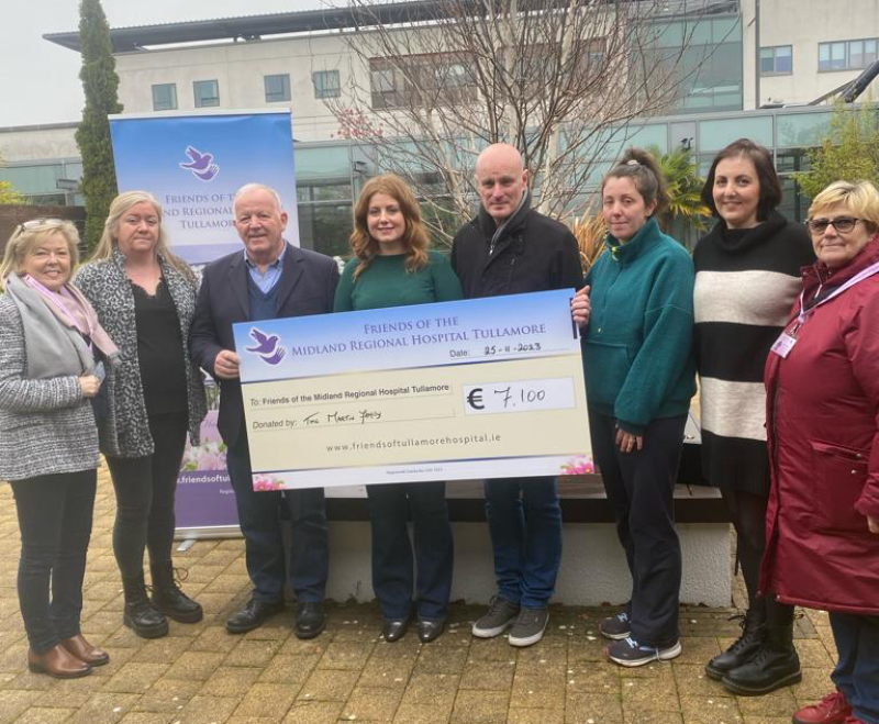 Longford family hand over cheque to Tullamore Hospital charity