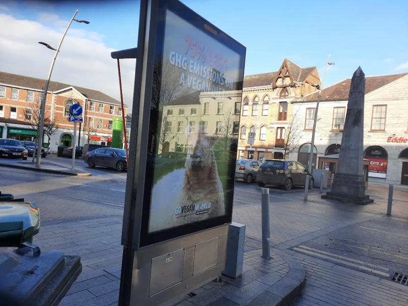 This rolling sign in O'Connor Square, Tullamore,  was declared an exempted development by Offaly County Council 