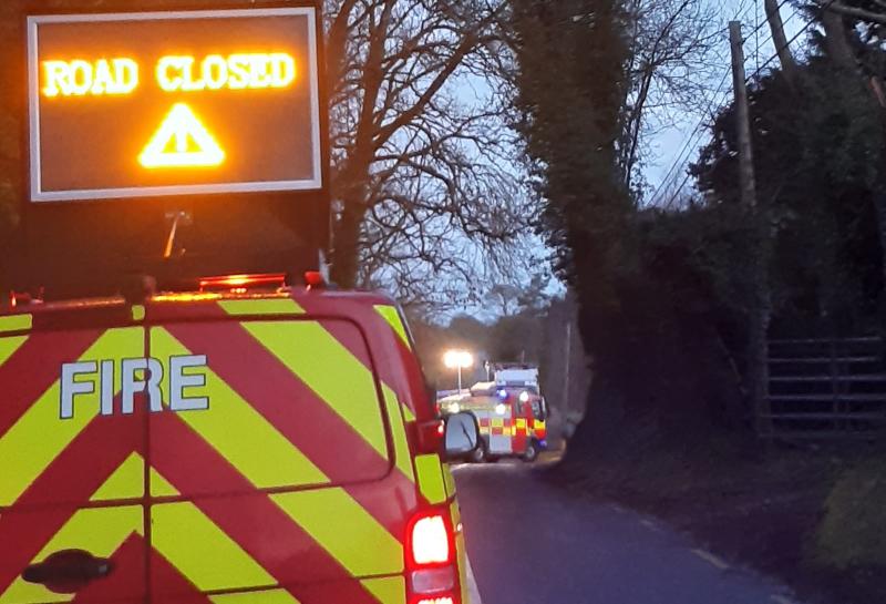 Gardaí rush to scene of crash between car and truck in Offaly after Storm Isha