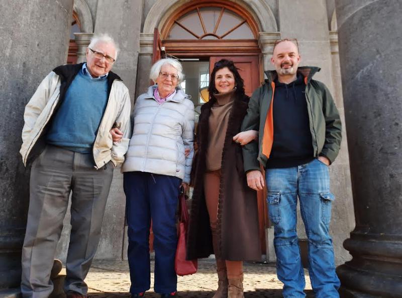  Pictured on the steps of Tullamore Court House, members of Roselawn Residents Association,  L-R Frank McKeown, Christl Bausch, Sibel Ozben, Secretary and President David Keenan