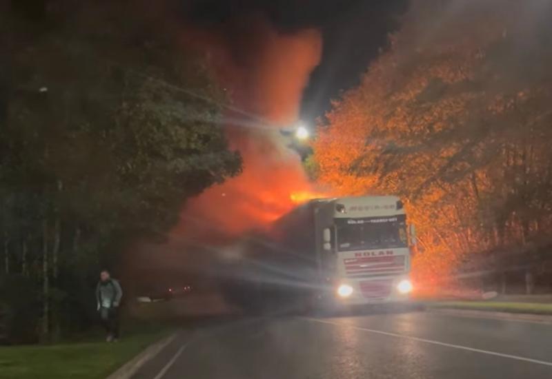 WATCH: Dramatic footage of large lorry on fire in the Midlands