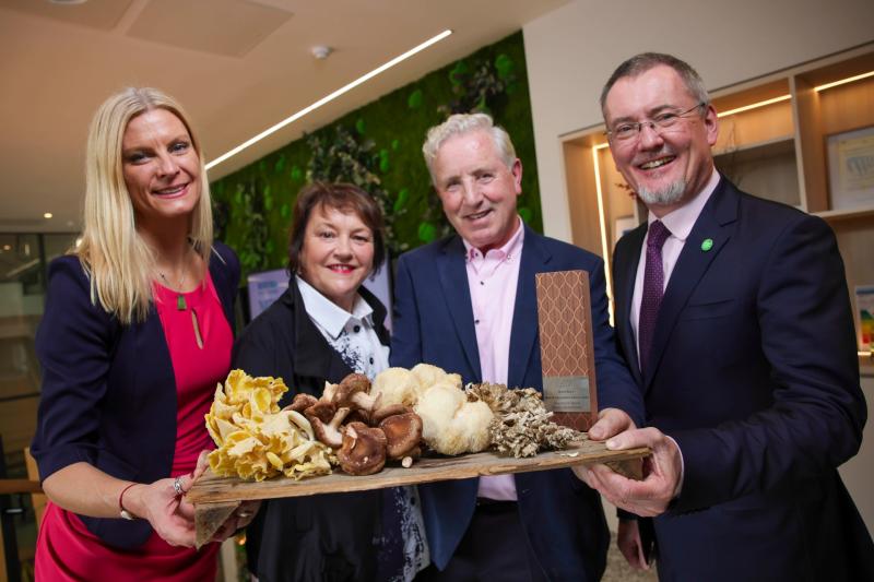  Jim O’Toole, CEO Bord Bia; Joe and Dolores Gorman, Garryhinch Wood Exotic Mushrooms, with Minister of State, Pippa Hackett