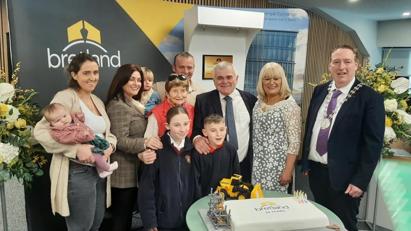 Fechin and Mary Daly, pictured with Fechan's mother Anne and extended family at the opening of the Bretland Construction headquarters in Edenderry