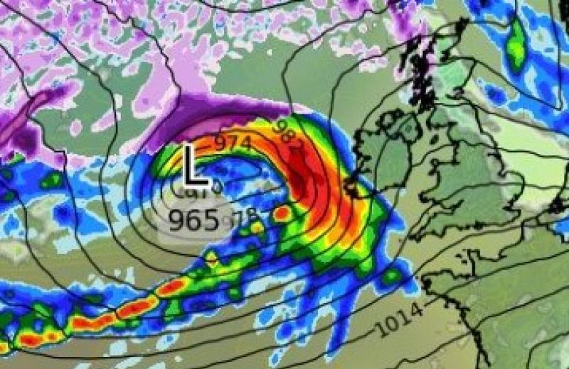 Forecaster warns deep low pressure area could bring violent storm force winds to parts of Ireland
