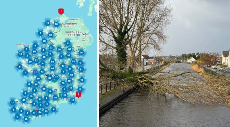 STORM EOWYN: ESB map shows huge extent of power outages as 725,000 premises without power