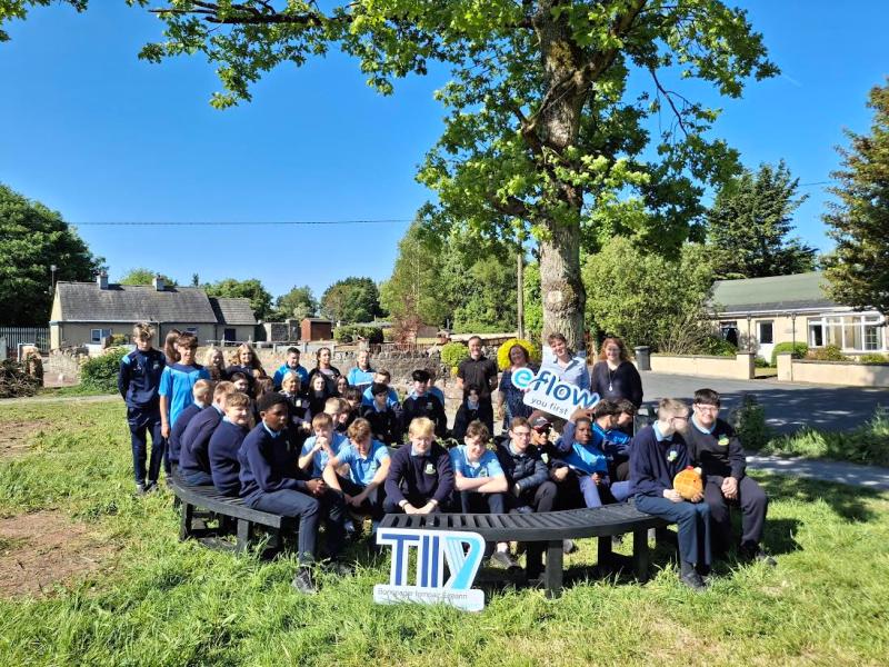 Students fron Ard Scoil Chiarain Naofa in Clara with their winning entry  in the Coill na nOg competition