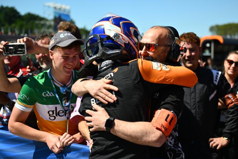 Offaly jersey makes an appearance as Alex Dunne moves to top of F2 World Championship. PIC: Alex Dunne Facebook