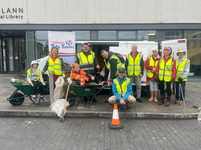 Members of the Tullamore Tidy Towns out cleaning the streets last weekend
