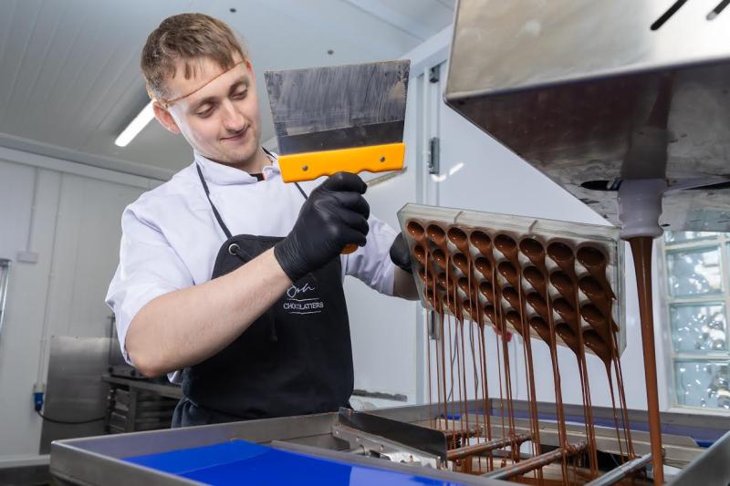 Daniel Linehan of finalists Bon Chocolatiers producing yummy chocolates in Tullamore