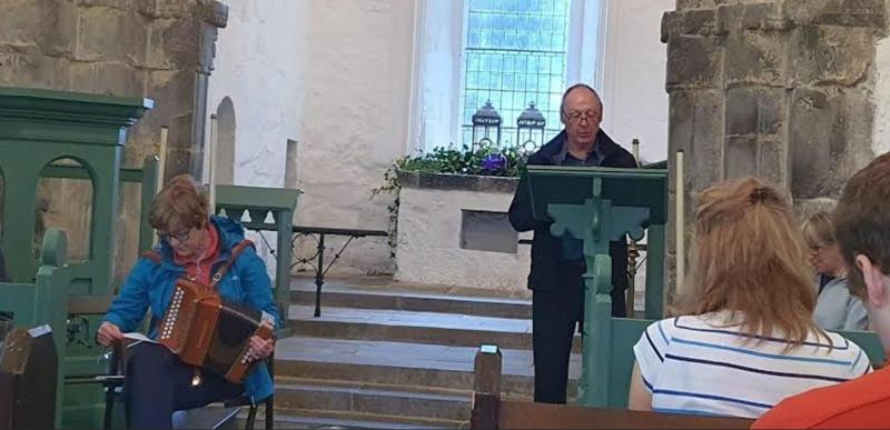 Fr Joe Deegan gives his blessing to the pilgrims walking from Rahan to Clonmacnoise