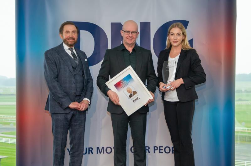 Pictured (L to R) Paul Newman, DNG Chairman, accepting their award is Philip Kelly, Managing Director, DNG Kelly Duncan and sponsor of Linnea Ekstrand of Realforce. 