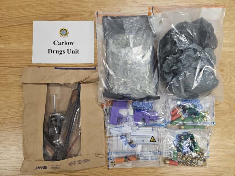 LIVE: Two men arrested following seizure of Firearms, drugs and suspect device in Carlow 