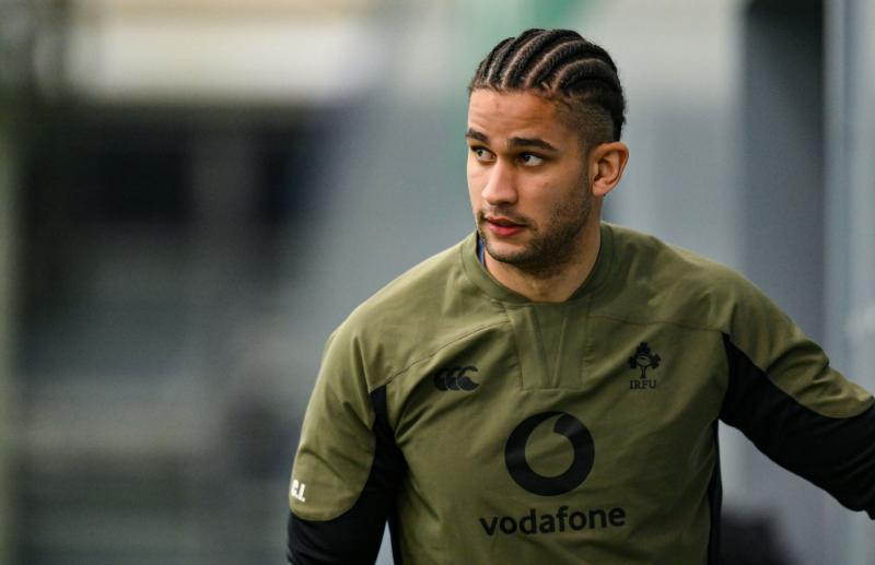 Cormac Izuchukwu during an Ireland Rugby squad training session at the IRFU High Performance Centre in Dublin on Wednesday. Photo by Brendan Moran/Sportsfile