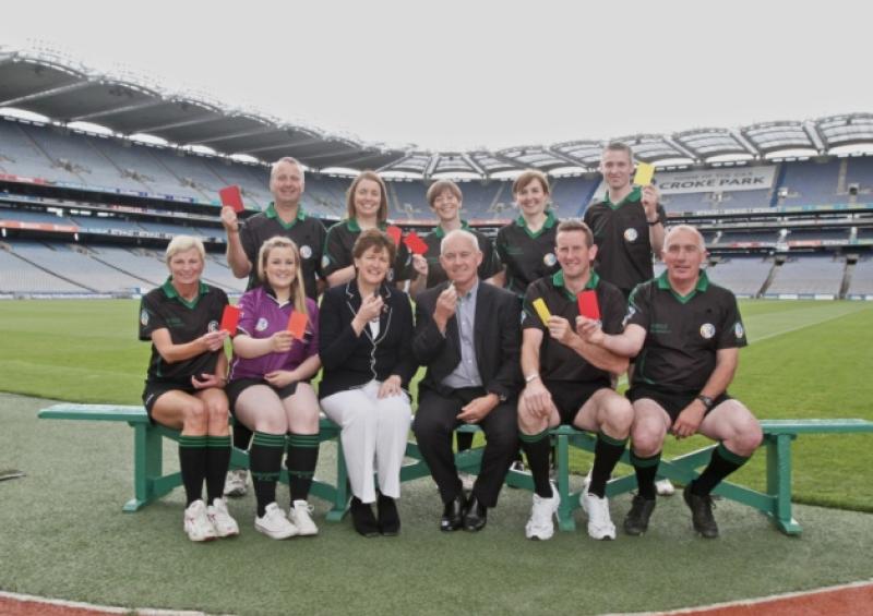 Pictured at the launch of the National Referees Academy at Croke Park on Saturday June 15Back Row L-RKieran Kelly-Carlow,Grainne Coulter-Down,Julie O'Neill-Armagh,Siobhan Ryan-Tipp,Ray Kelly-KildareFront Row L-R  Jenny Byrne-Dublin, Naoimi Feighery-Kildare, President of the Camogie Association Aileen Lawlor ,Peter Downey Chairman of National Referees committee,Eamon Cassidy -Derry,John McDonagh-Galway.The Referees Academy is the first of its kind within the Association and is part of a number of initiatives introduced by President of the Association, Aileen Lawlor to support the development and progression of referees.Twelve referees (six men and six women) have been selected for this year&rsquo;s Academy. They will receive concentrated training and will be monitored and assessed on their refereeing performance throughout the year.Picture credit: Martina McGilloway, ilivephotos