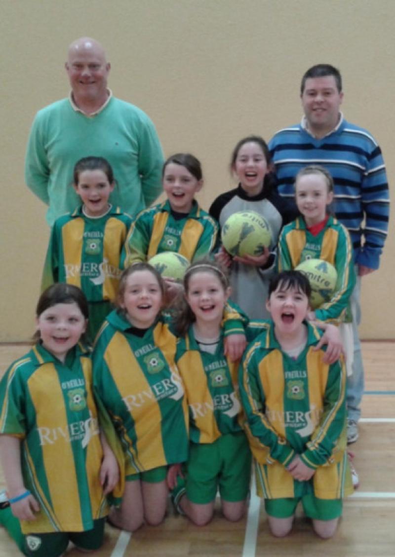 Team Photo back row L-R Peter Redmond and Marcus Martin (Team Managers), 2nd row Ava Dolan, Ciara Heffernan, Ciara Glackin, Leah Grogan Dunne, front row, Katelyn Murphy, Lauren Martin, Becky Watkins and Rachel Walsh.