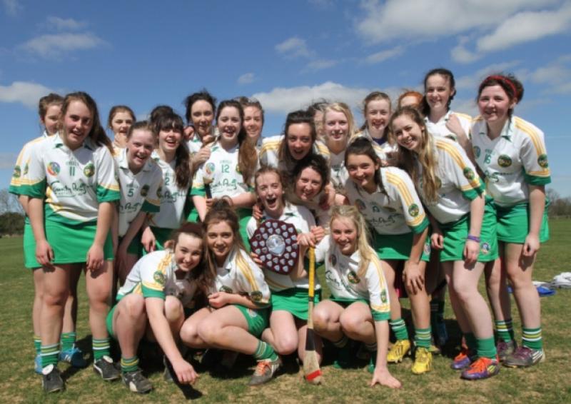 *NO REPO FEE*Offaly celebrate their Leinster U.16A Shield win over Wexford.Leinster Camogie U-16A Shield Final Wexford v Offaly at Fenagh Co Carlow 19-04-15 Picture Credit:Martina McGilloway-ilivephotos