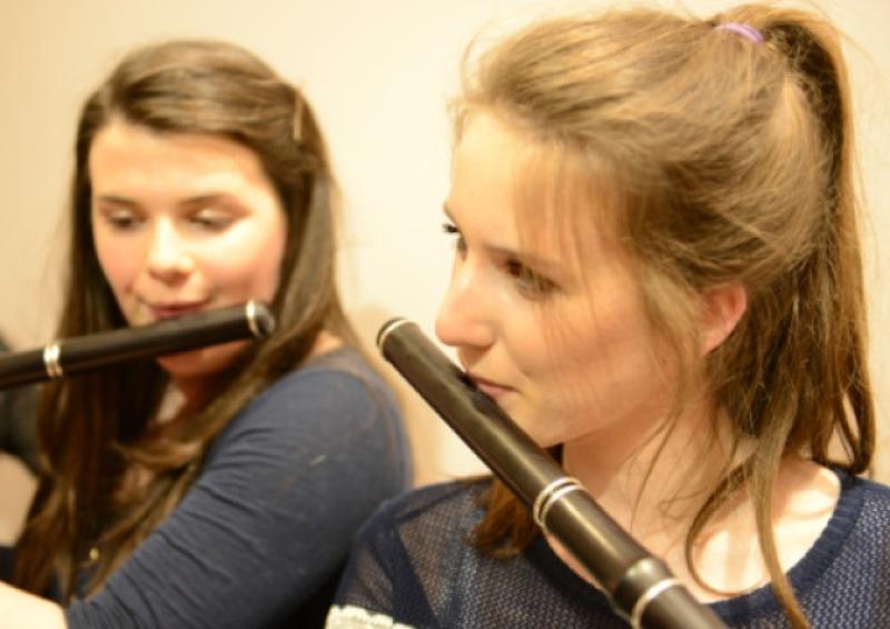 Pictured are flute players Aisling Hickey and Ciara Corrigan. Picture Matt Nolan