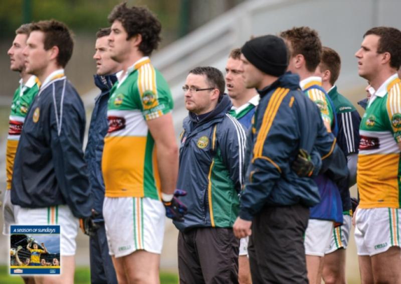 6 January 2013;One for all and all for one. Offaly football manager EmmetMcDonnell stands to attention alongside his charges as hispride restoration project begins. Picture credit: Barry Cregg / SPORTSFILEThis image may be reproduced free of charge when used in conjunction with a review of the book "A Season of Sundays 2013". All other usage � SPORTSFILE *** NO REPRODUCTION FEE ***