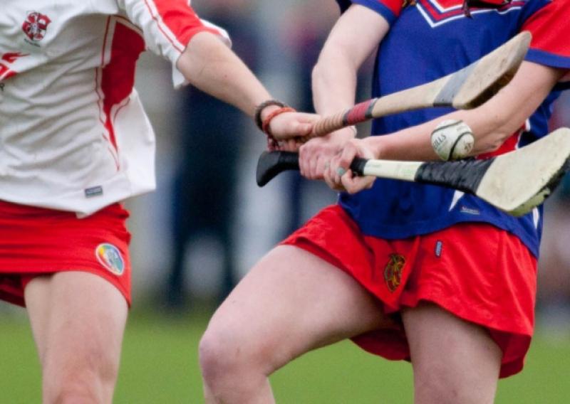 Drumcullen's Aine Kinsella coming under pressure from Shinrone's Michaela Morkan during the Senior A Camogie Final in St. Brendan's Park, Birr. Picture: Ger Rogers/HR Photo.