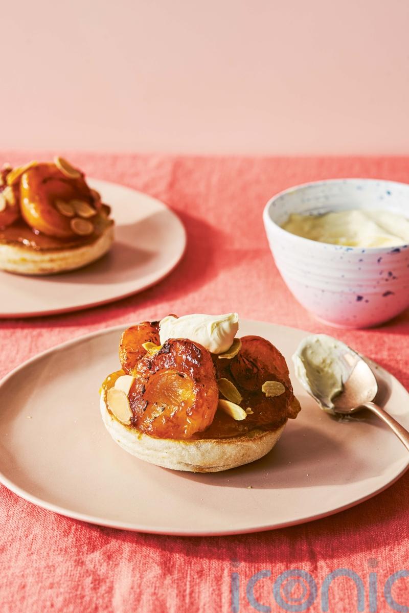 Prue Leith’s apricots, almonds and clotted cream on English muffin recipe