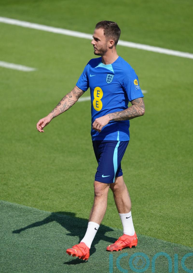 James Maddison remains absent from England training following knee injury