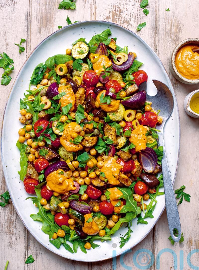 Elisa Rossi’s red pesto traybake veg salad recipe