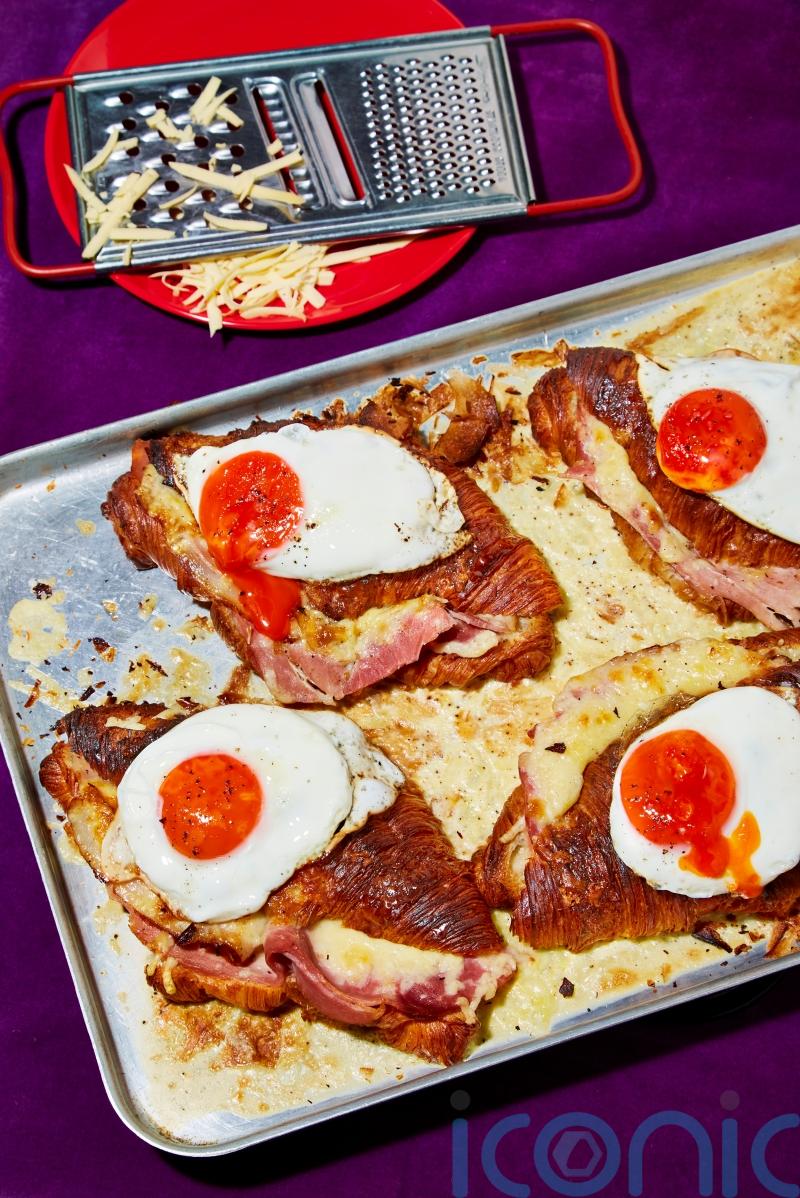 Caught Snackin’s croque madame croissant bake recipe