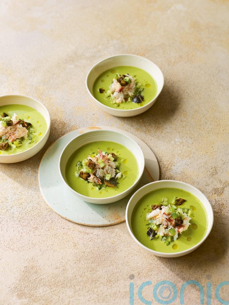 Nathan Outlaw’s green gazpacho with crab and walnuts recipe