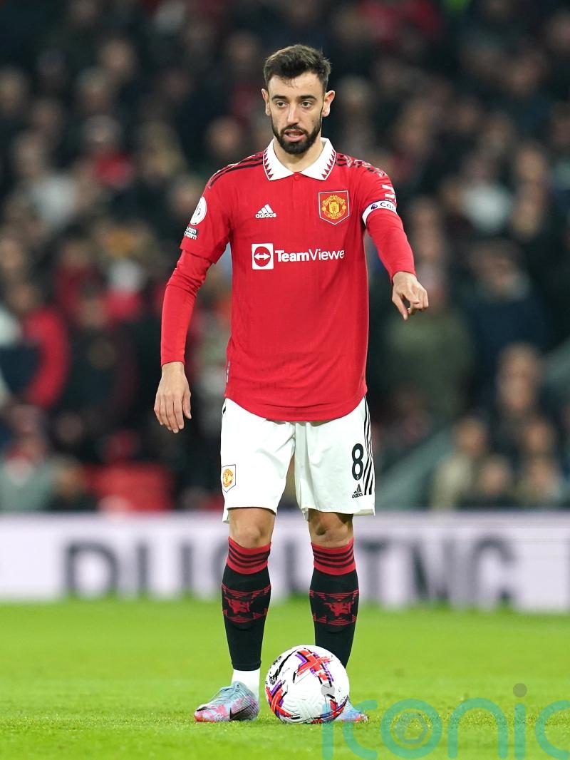Man Utd’s Bruno Fernandes pictured with crutches and protective ankle boot