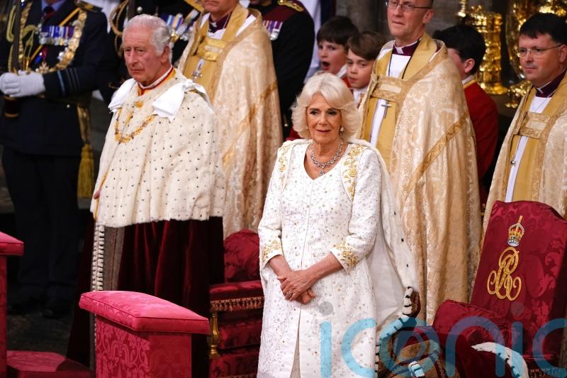 Camilla wears coronation outfit by longtime fashion collaborator Bruce Oldfield