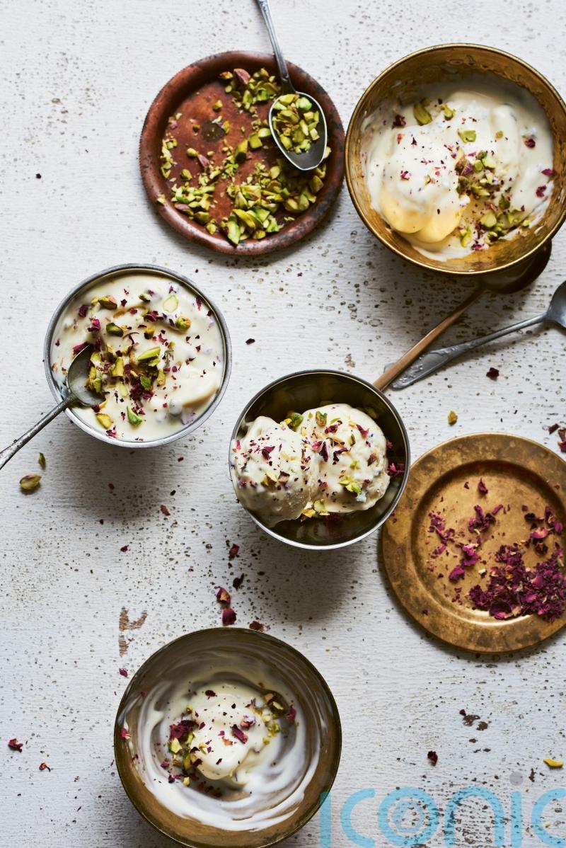 Maunika Gowardhan’s no-churn rose and cardamom ice-cream recipe