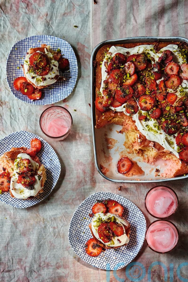 Ravinder Bhogal’s strawberry falooda milk cake recipe