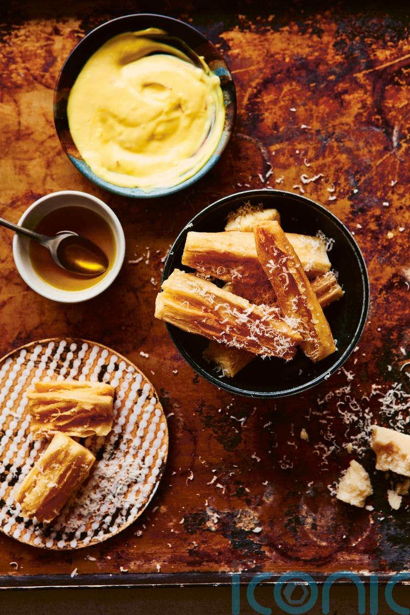 Maria Bradford’s cassava chips with truffle oil, Parmesan and saffron mayo recipe