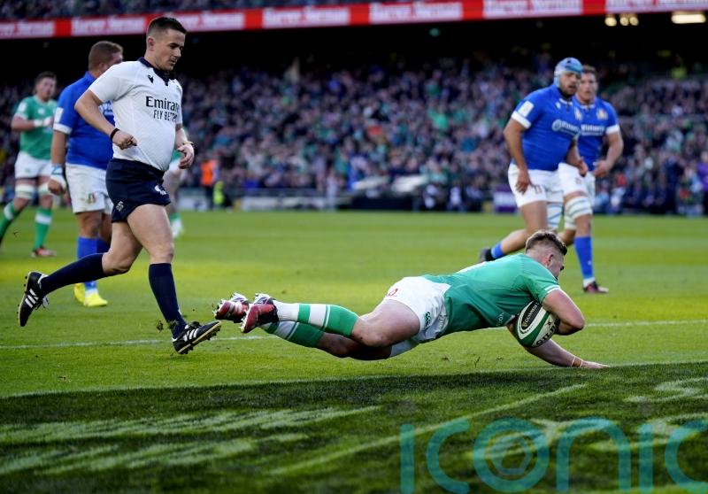 Jack Crowley opens international account as Ireland ease to win against Italy