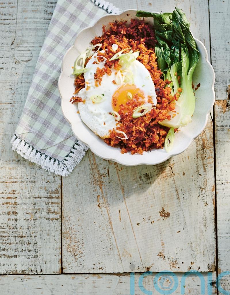 Crispy chilli rice with fried egg recipe