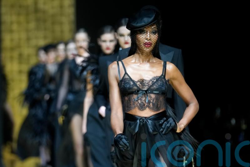 Naomi Campbell models underwear as outerwear trend for Dolce & Gabbana at Milan Fashion Week