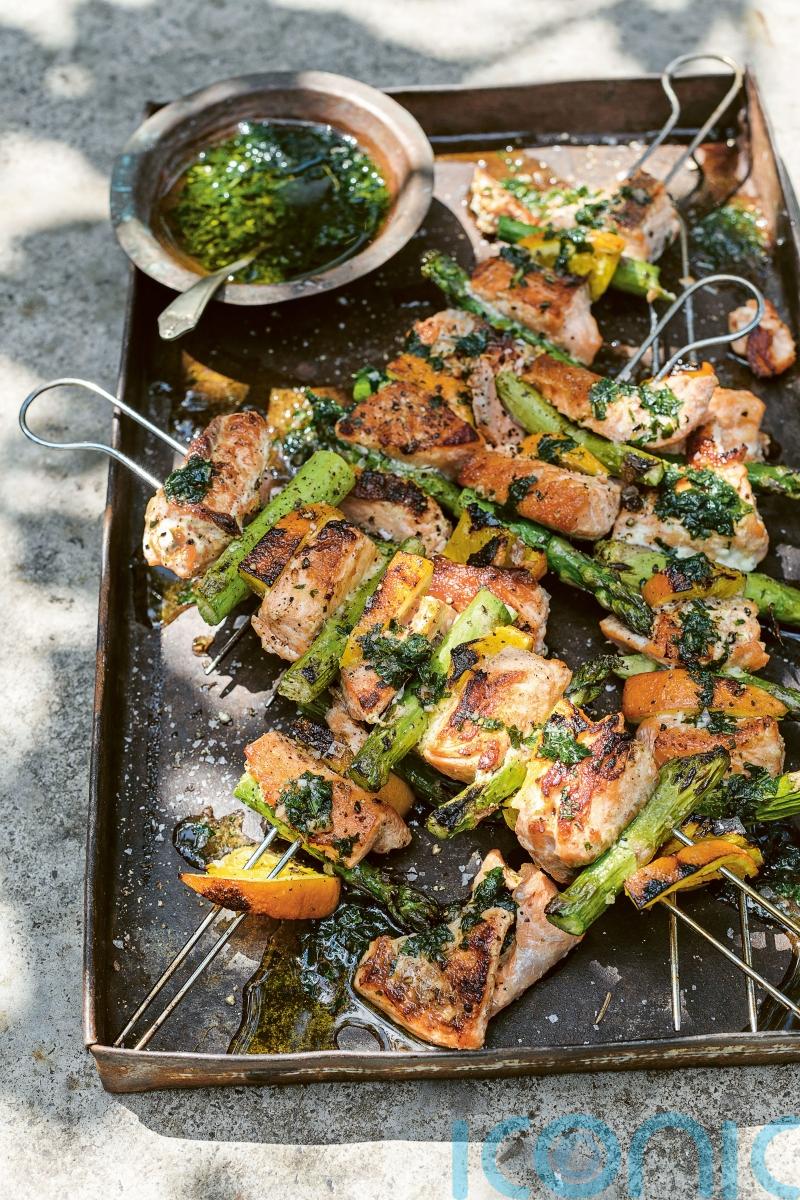 BBQ trout with asparagus and orange recipe