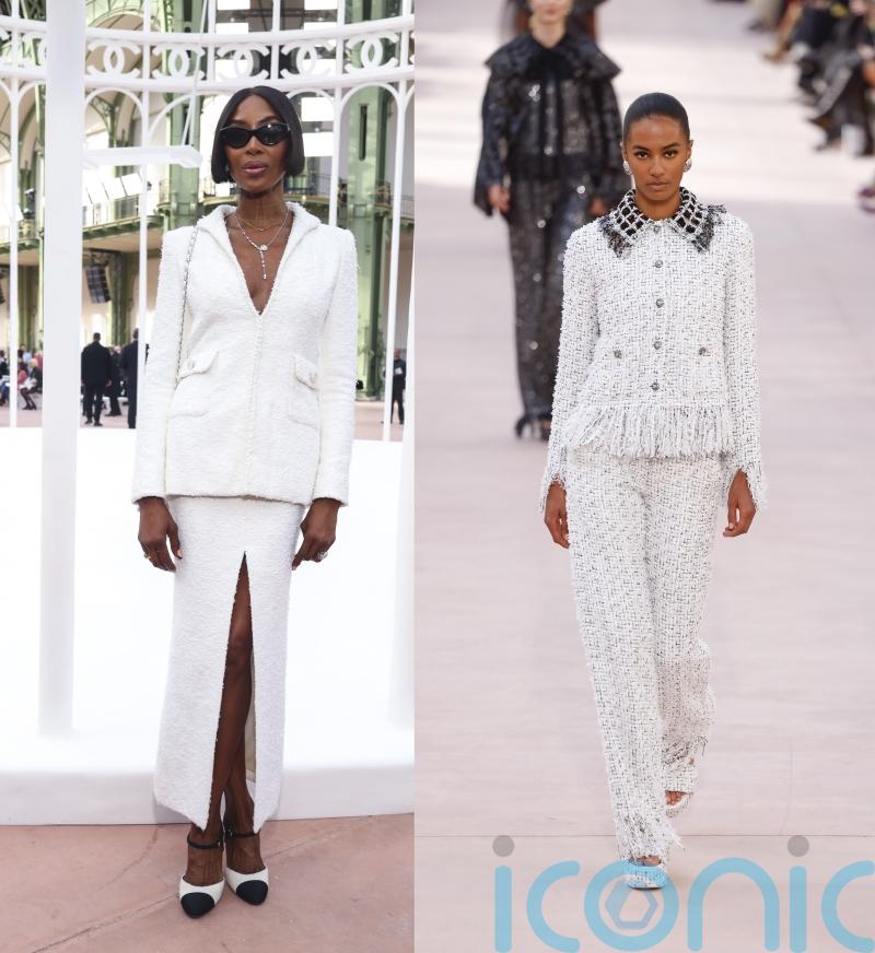 Naomi Campbell dons Chanel’s new boyish style on the front row