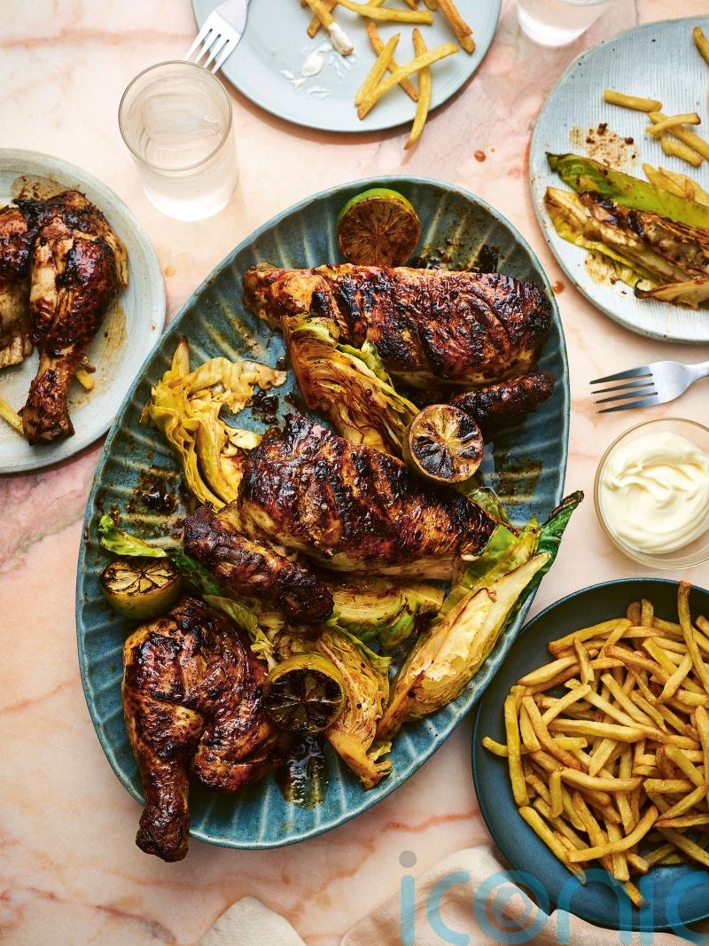 John Torode and Lisa Faulkner’s roast chicken and braised chipotle cabbage recipe