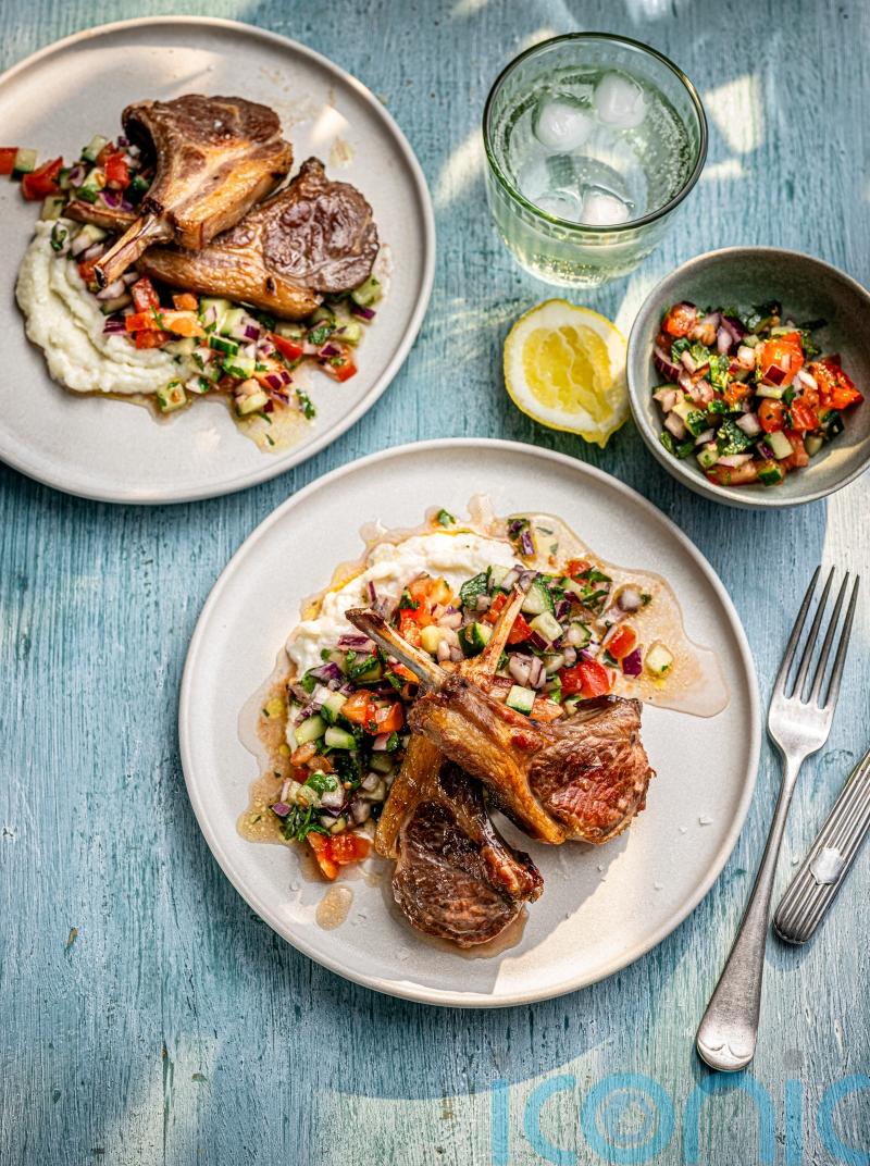 Prue Leith’s grilled lamb chops with toum and herb salad recipe