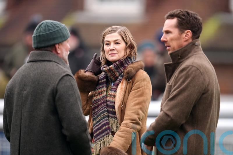 Benedict Cumberbatch and Rosamund Pike film Guy Ritchie movie at Sandown races