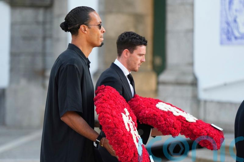 Liverpool squad bid emotional farewell to Diogo Jota at team-mate’s funeral