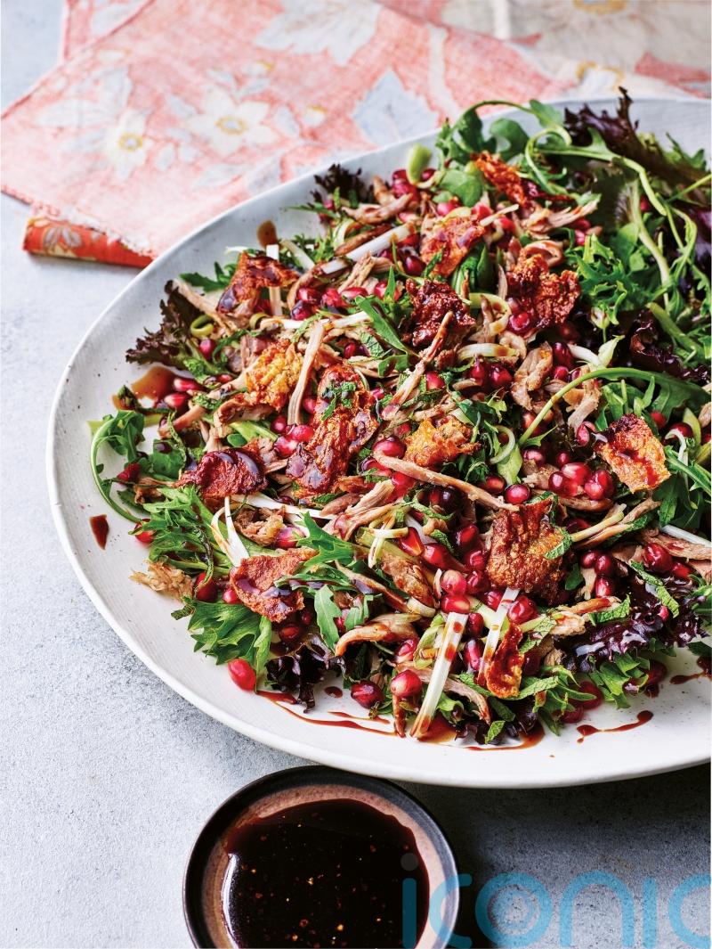 Sabrina Ghayour&rsquo;s duck and pomegranate salad with honey pomegranate sauce recipe