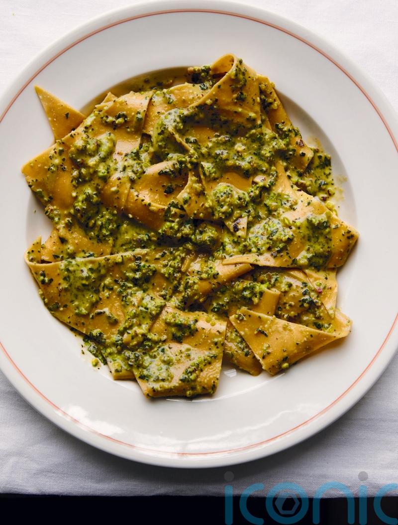 Padella’s stracci with pistachio, mint and basil pesto recipe