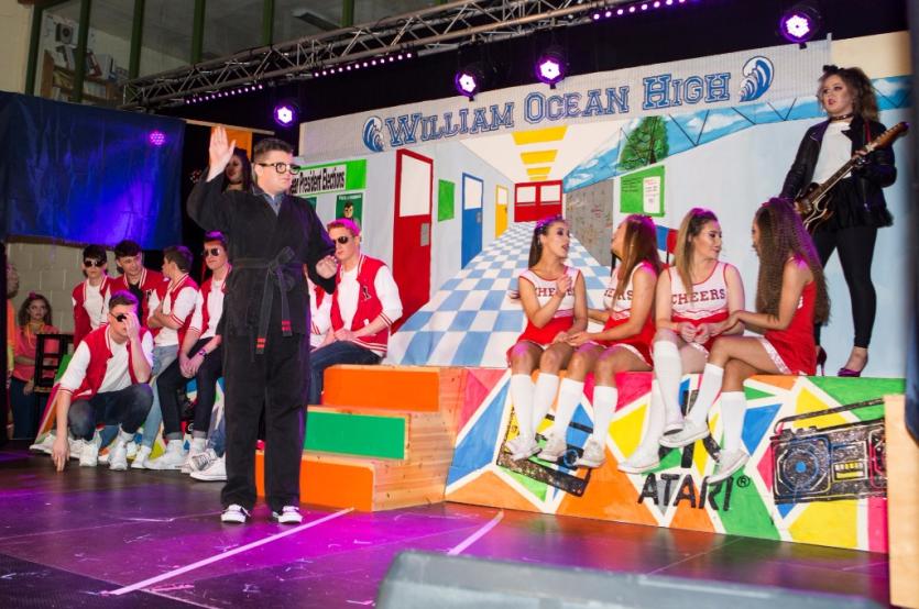 The Transition Year cast in action at the recent 'Back to the 80s' show