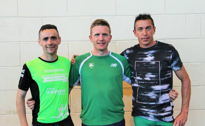 Winners of Tullamore 5k 2017 Paul Mitchell (2nd) Liam Brady (1st) Catch Grennan (3rd)